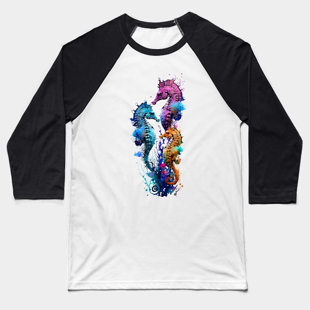 Seahorses Baseball T-Shirt by Urban Archeology Shop Gallery